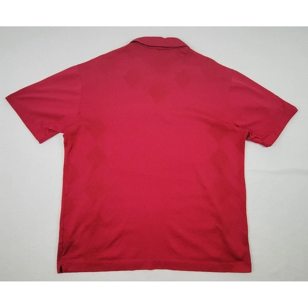 Tiger Woods Collection Nike Fit Dry Golf Polo Shirt Mens Large Red Diamond Check